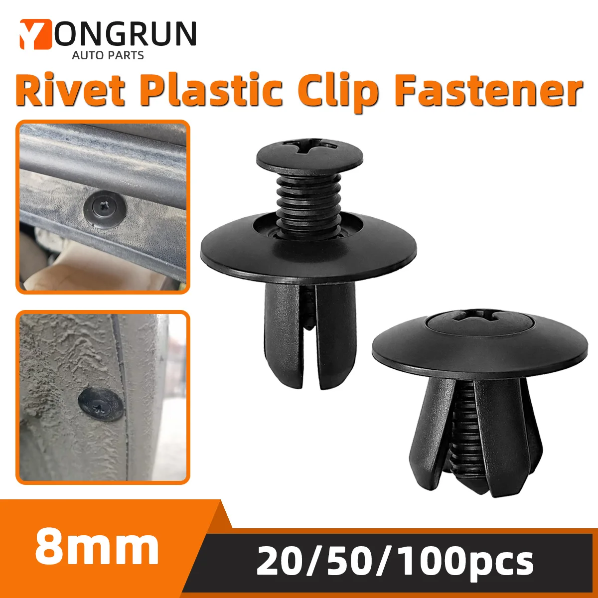 Clip-Befestiger, Druckknopf-Befestiger, Nylon-Halterung, Nietbefestigung für Autotür, Kotflügel, Stoßstange, passend für VW, Toyota, Honda, Ford, Nissan – Detail 1