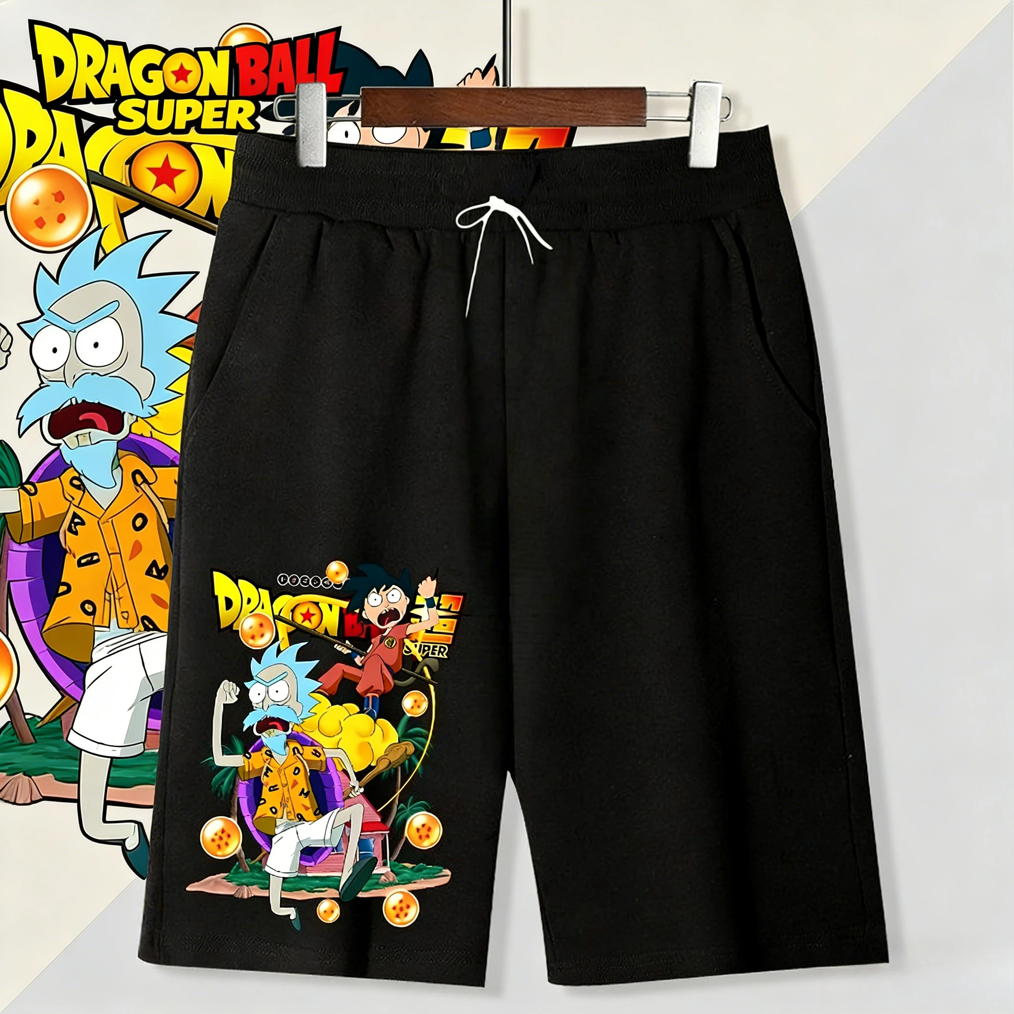 Pantalones Cortos de Secado Rápido con Estampado de Dragon Ball y Rick y Morty, Verano 2026, Talla Grande, Transpirables, Casuales, para Fanáticos del Anime, Adultos y Niños
