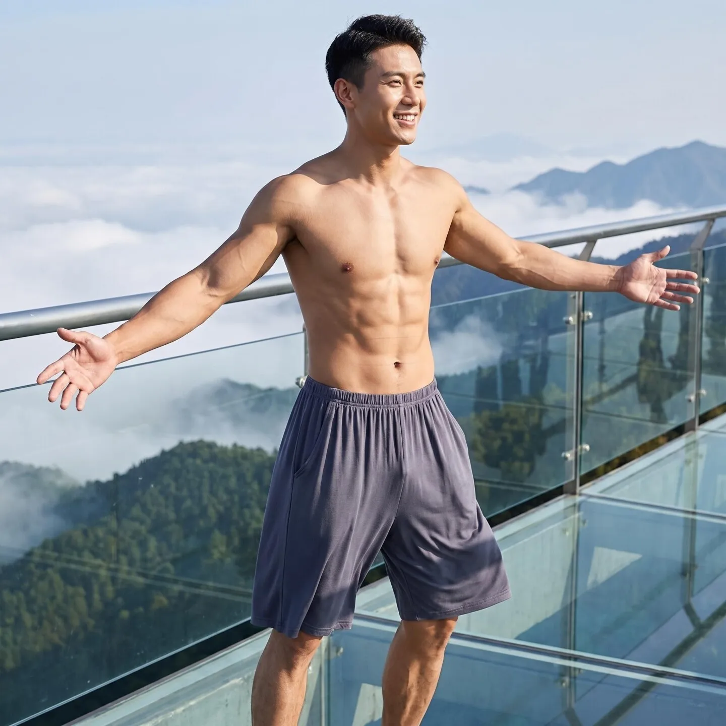 

Modal Men's Shorts Loose Thin Five-Quarter Length Summer Outdoor Wearable Sleepwear Sports Home Leisure Pants High Waist