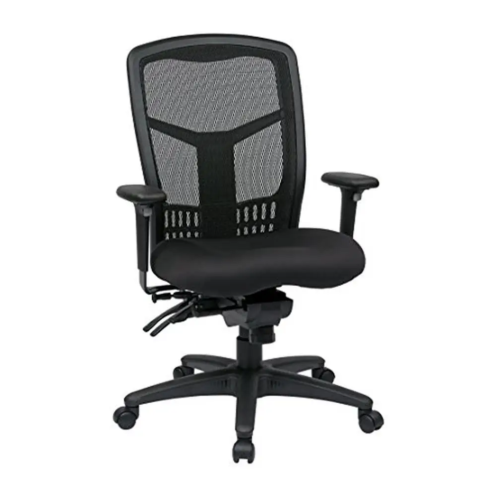 

High Back Mesh Office Chair Adjustable Seat Tilt Depth Height Armrests Lumbar Support Commercial Grade Steel Frame Black