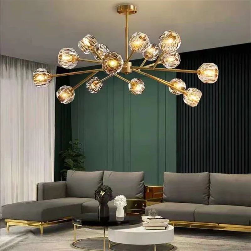 

Nordic LED Crystal Chandelier Lighting American Vintage Bedroom Living Room Dining Room Lustre Art Hanging Lamp Indoor Decor