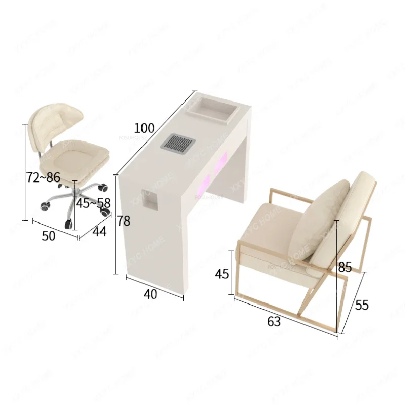 ネイルテーブルと椅子のセット,家庭用マニキュア,クリエイティブな美容院の家具,統合掃除機,新しいデザイン