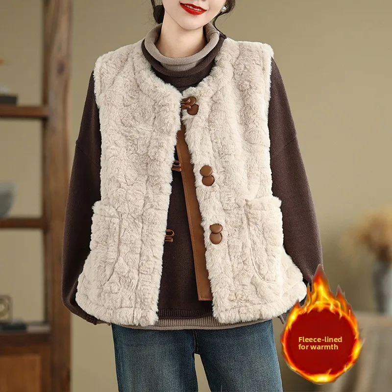 Colete F Sem Mangas de Tamanho ande, Leve e Quente para Outono e Inverno, Estilo Casual, Gola Redonda, Botão Único, ...