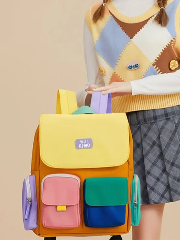 حقيبة كتف UIUIKUMO ذات سعة كبيرة من قماش أكسفورد أرجواني مقاوم للماء مع تصميم لتقليل الوزن مناسبة للمدرسة الخارجية #2