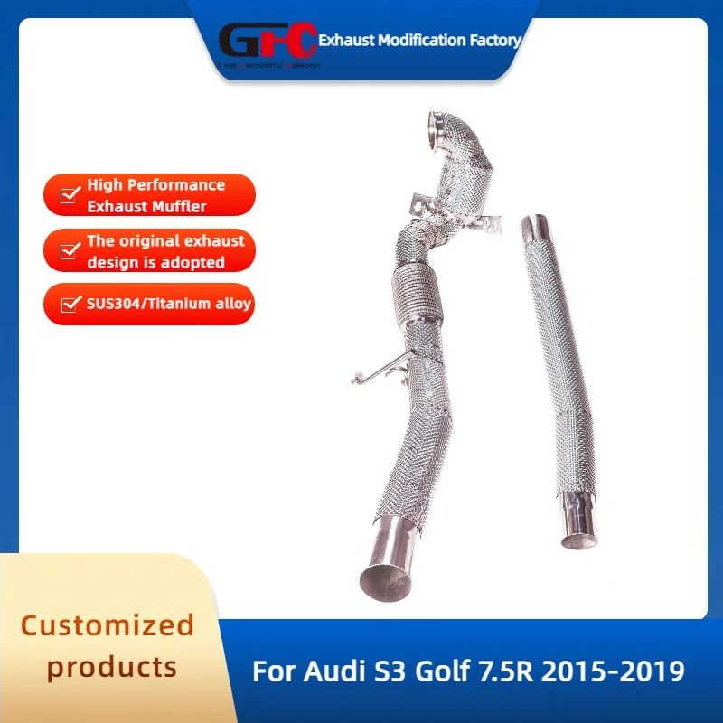 

GFC Catted Downpipe Exhaust pipe for Audi S3 Golf 7.5R 2.0T 2015-2019 High-Performance Stainless Steel Exhaust Muffler System