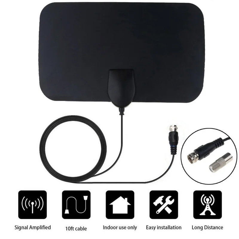 

ТВ-антенна с цифровой коробкой, усилитель высокого коэффициента усиления, антенна высокой четкости HD, плоская внутренняя активная антенна для автомобильной антенны, RV Travel Smart TV