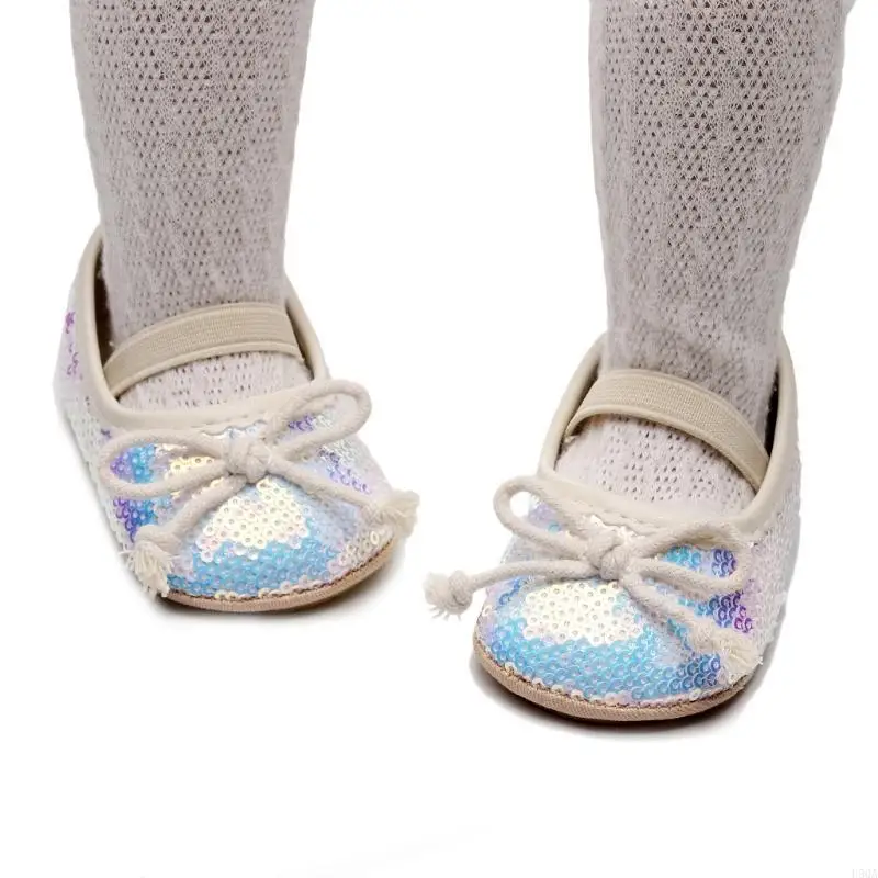 D5QA Sparking Leather Shoe Sepatu Bayi Perempuan Sepatu Crib untuk Sepatu Preawalker Bayi Baru Lahir