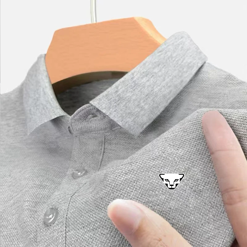 Men's Summer High-End Printed Golf Polo Shirt with Collar, Solid Color, Breathable, Office Casual, High-Quality Men's Clothing - view 3