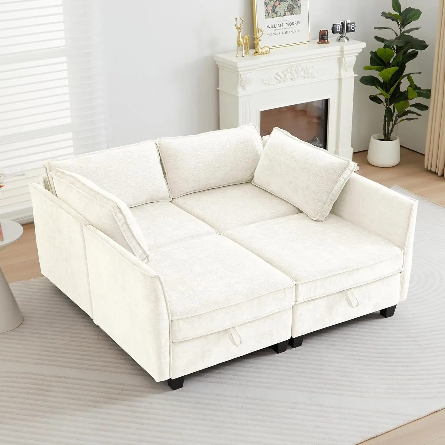 

Sleeper Modular Sectional Sofa Set, Convertible Couch Bed with Storage, 4 Seater and 4 Armrestes Sofa Modular for, Customized