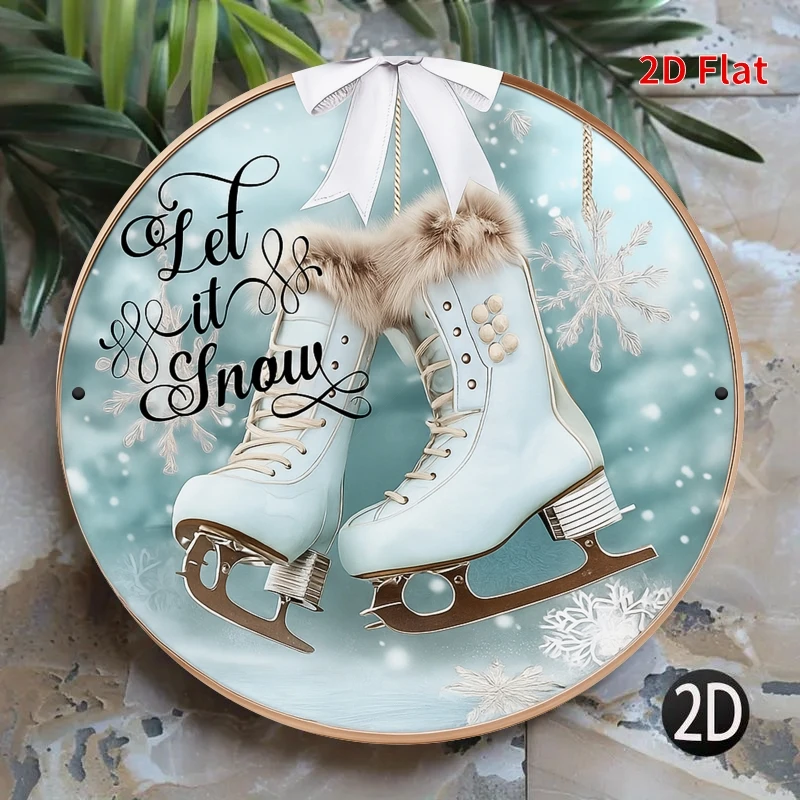 1pc Winter Ice Skating Wall Art - Rustic Ice & Snowy Landscape Suitable for Front Door, Porch, Living Room, Bedroom - Cozy Winte