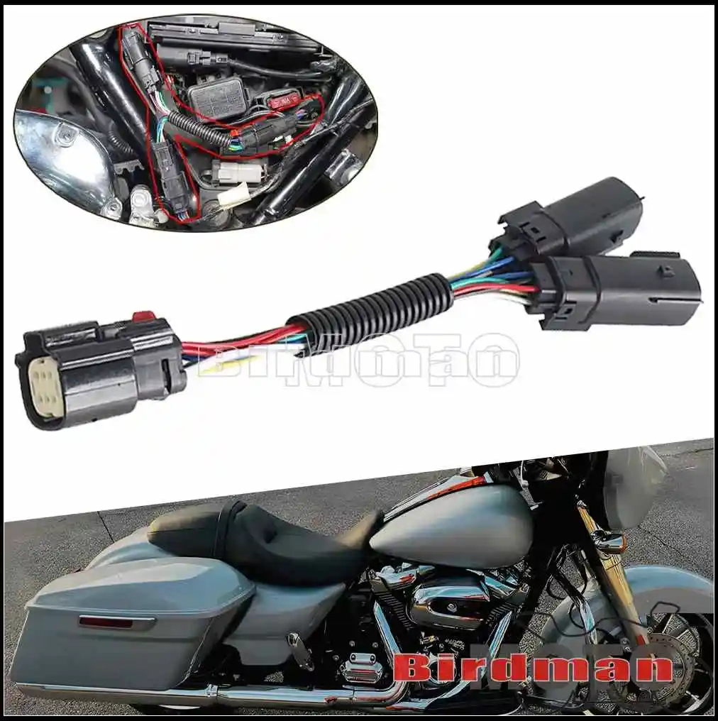 6 Pin Rear Light Plug Connector Wire Harness Y-Harness For Harley Road King Special Street Road Glide FLTRXS FLTRX FLHX FLHXS