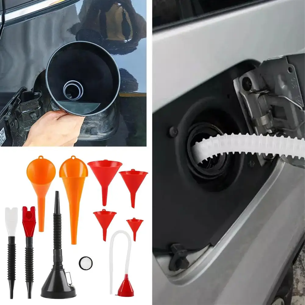 

Automotive Plastic Funnel Set Wide Mouth Fuel and Oil Multi-use Flexible Right Angle Funnels for Water Coolant and Engine Oil