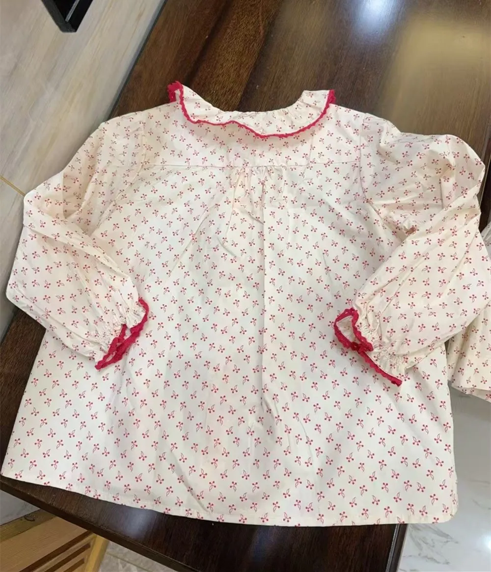 

kids girls clothes baby tops cotton sweet shirts Full printed patterns Blouse spring baby clothes