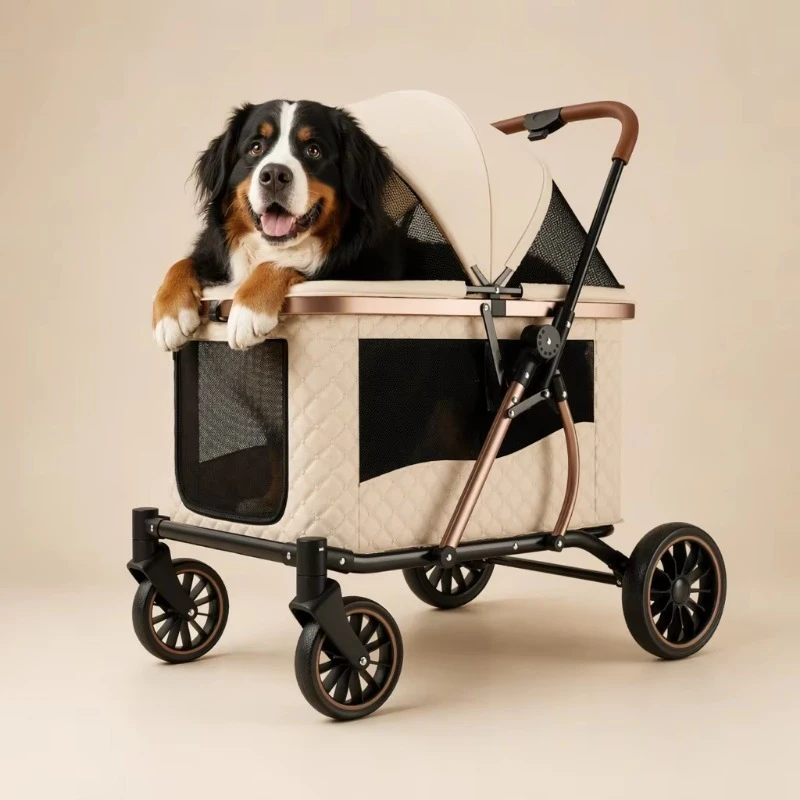 Pet cart for large dogs One-click folding linen + composite fabric