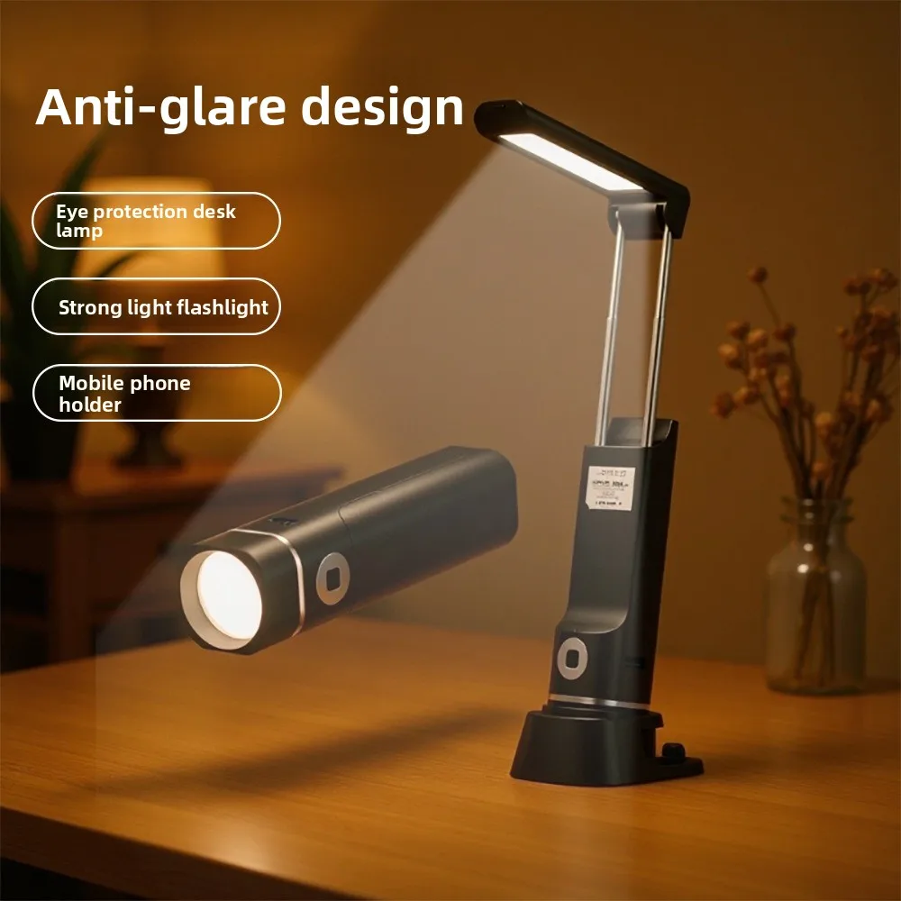 

Foldable Telescopic Eye-protection LED Desk Lamp Multi-functional USB Rechargeable Flashlight Night Light Bedroom Home Reading