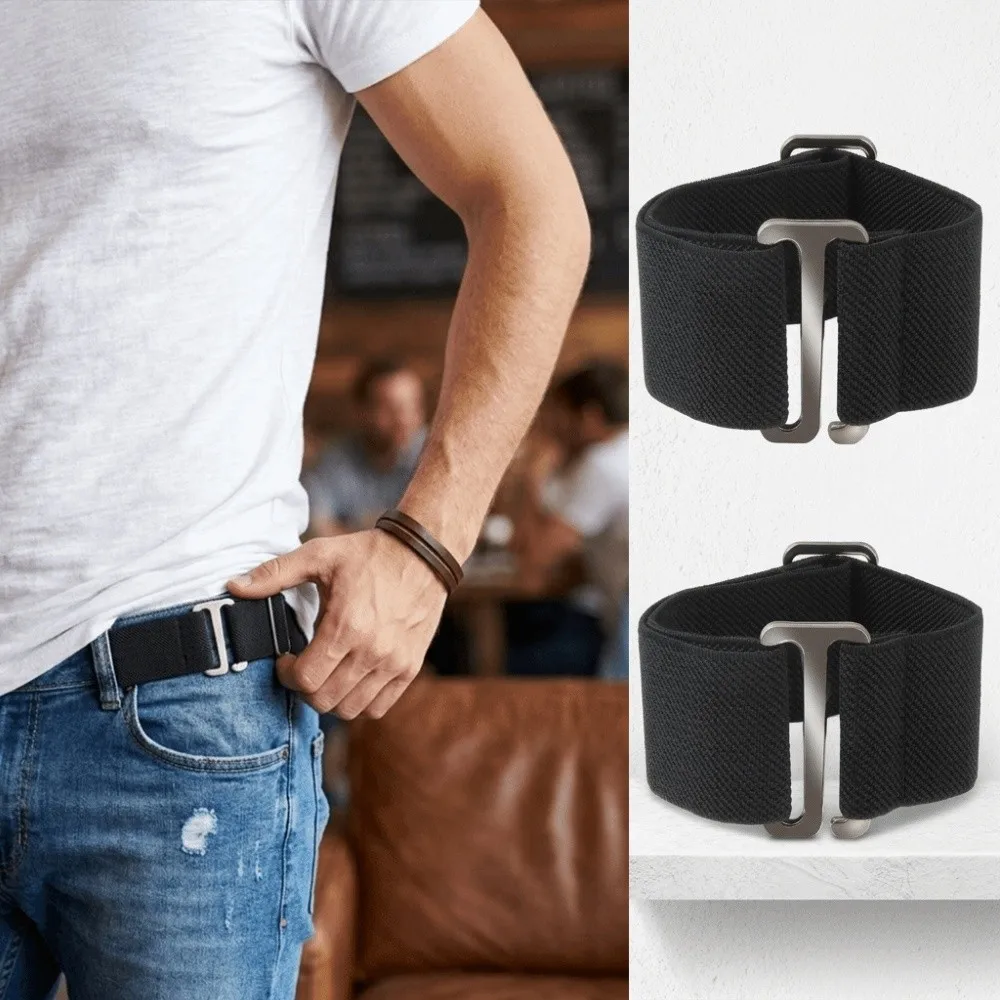 Metal Invisible Elastic Waist Belt Waist Buckle Elastic Hook Buckle Elastic Belt Comfortable Adjustable Stretch No Trace Belt