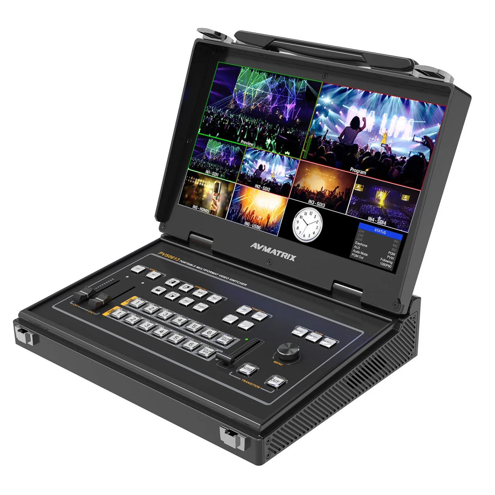 

AVMATRIX PVS0613U Portable 6CH SDI/HDM Multi-format Streaming Switcher 13.3 inch FHD IPS LCD Monitor for Live Streaming