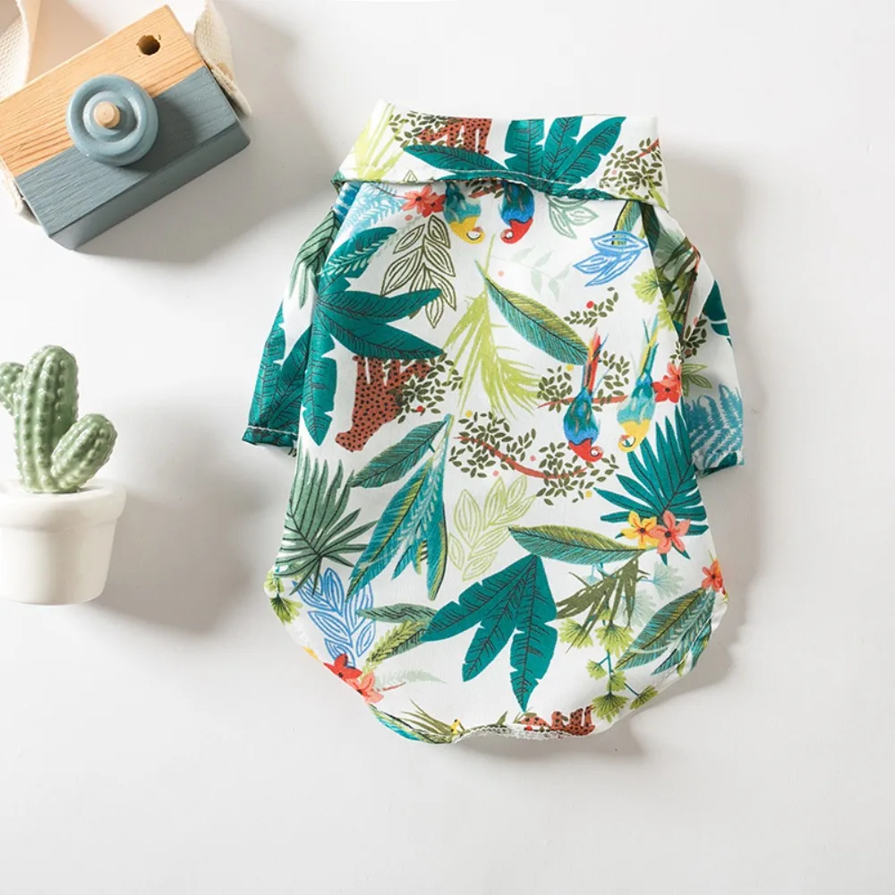 2025 New Hawaiian Beach Style Dog Shirt Breathable Soft Cat Thin Shirt Palm Tree Pattern Puppy Vest for Summer Travel