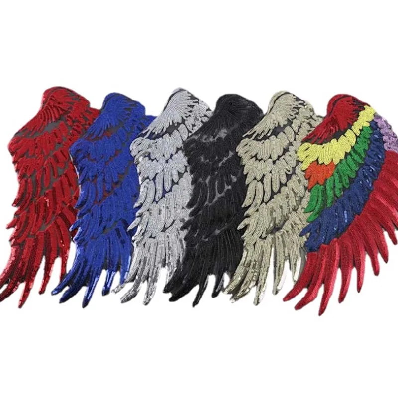 1Pair=2PCS/ Angel Wings Sequins Embroidery Applique Iron On Patches,Fairy Wings Patch Stickers Thermocollants For Clothing