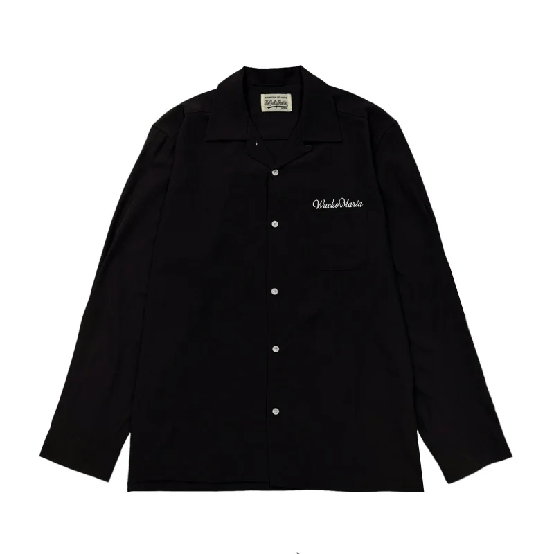 WACKO MARIA Multicolour High quality Embroidery Letters Brand Japanese Solid Loose Simple Mens Womens Long Sleeve Shirt
