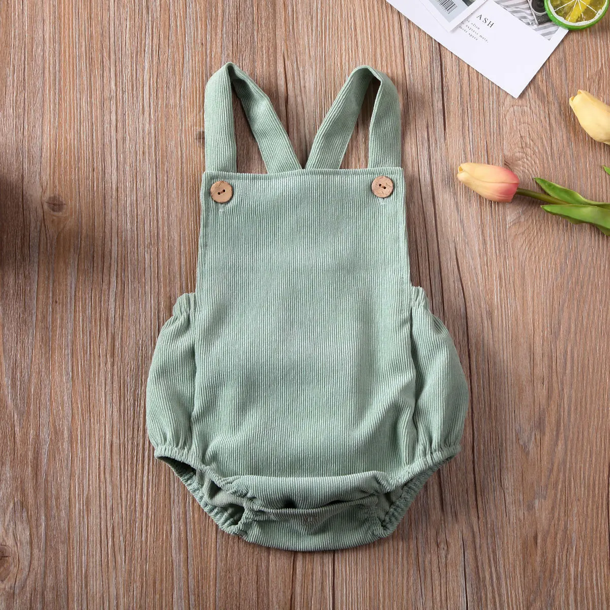 Casual Baby Summer Clothing Newborn Infant Baby Boys Girls Rompers Corduroy Sleeveless Backless Jumpsuit Outfits 0-24M