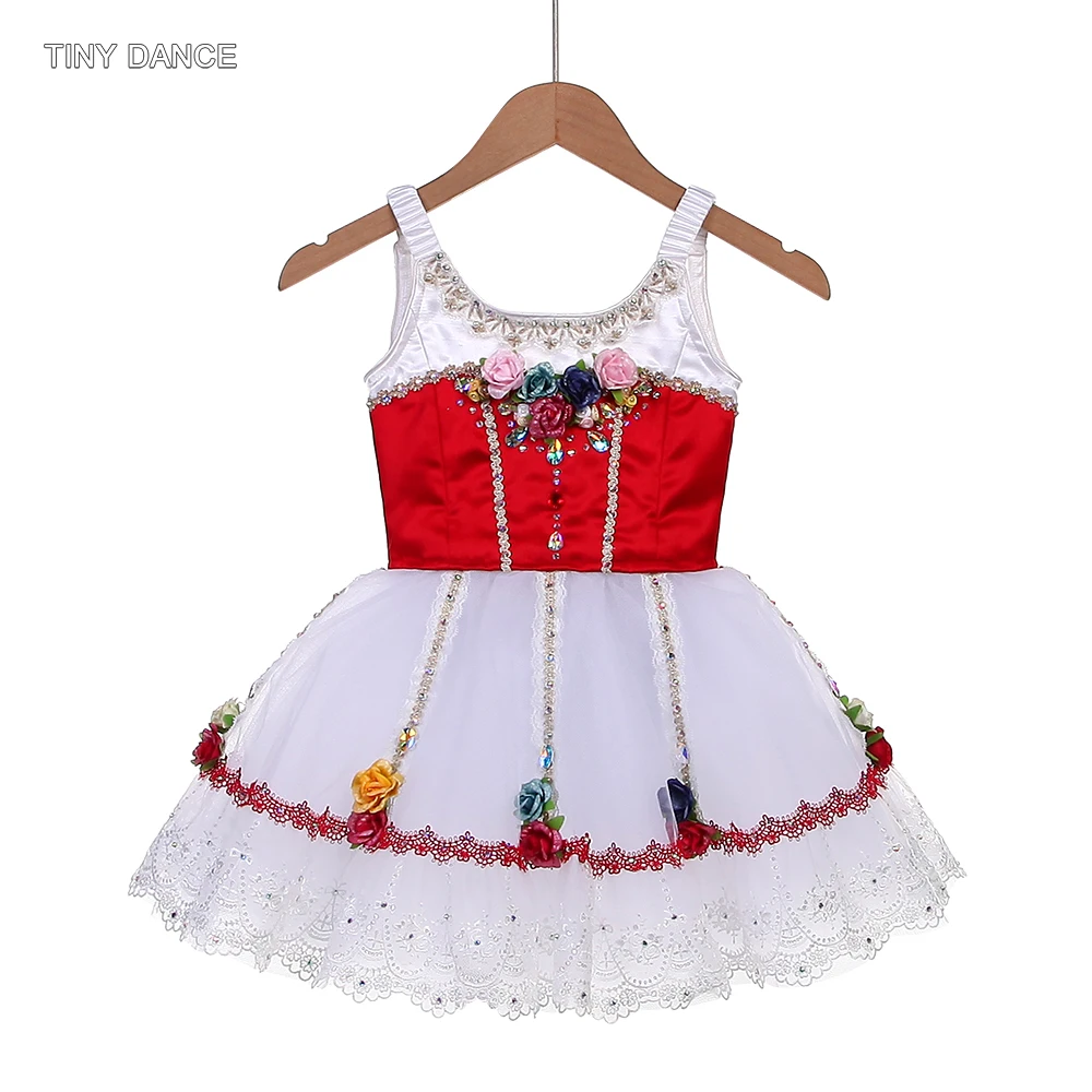 

Красно-белая профессиональная балетная юбка-пачка, настраиваемый костюм балерины для девочек и женщин, сценическая одежда, танцевальное платье B26611