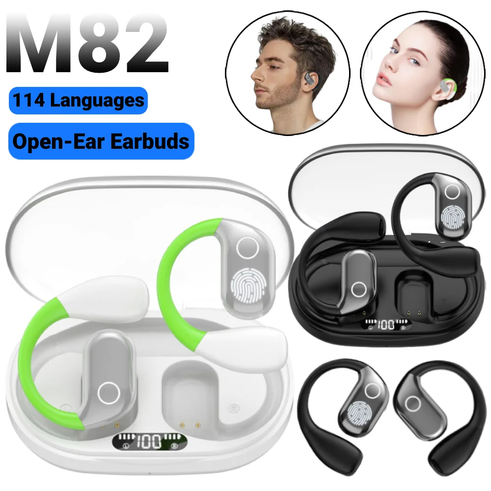 Instant AI Voice Translator Earbuds Real-time Language Translator Earphones Two-Way OWS Open Ear Bluetooth Headphones for Travel