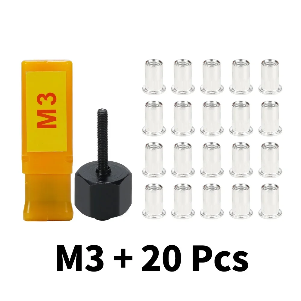 21pcs Hand Rivet Nut Gun Stainless Nuts Set Riveter Tool M3 M4 M5 M6 M8 M10 For Rivet Nut Gun Riveting Riveter Tool