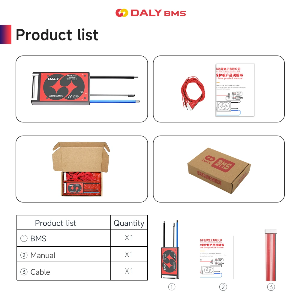 حزمة بطارية موازن DALYBMS lifepo4 3.2V 4S12V ليثيوم أيون 3.7V 10S 36V 48V 20A 40A 60A حماية الشحن والتفريغ