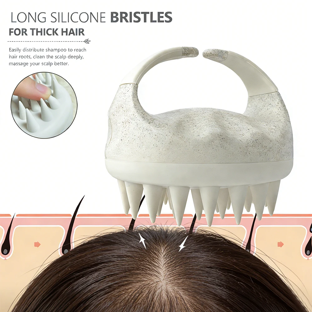 

Массажная щетка для кожи головы, скрабер для кожи головы с мягкими силиконовыми щетинками для роста волос, щетка для влажных и сухих волос для ухода за кожей головы