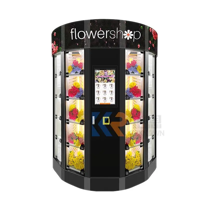 Free Custom Logo 60 Locker Flower Vending Machine Refrigeration Flower Vending Machine