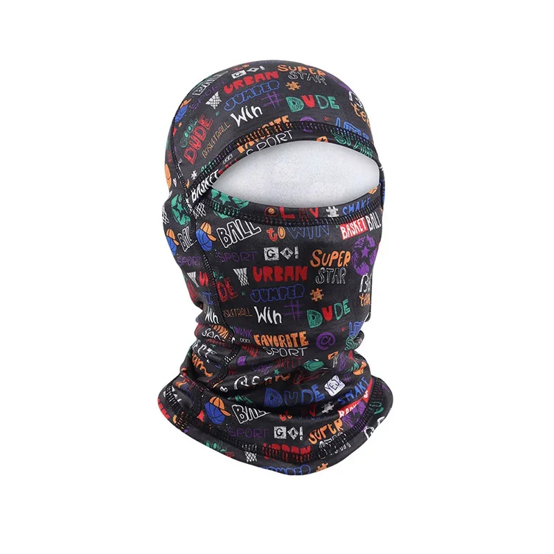 Warm Windproof One-piece Fleece Ski Mask Printed Helmet Liner for Adults Kids Winter Outdoor Sports