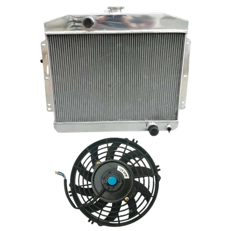 

62mm 3ROW Aluminum radiator+Fan For Mercury W/Chevy 350 5.7 V8 1949 1950 1951 49 50 51 Manual