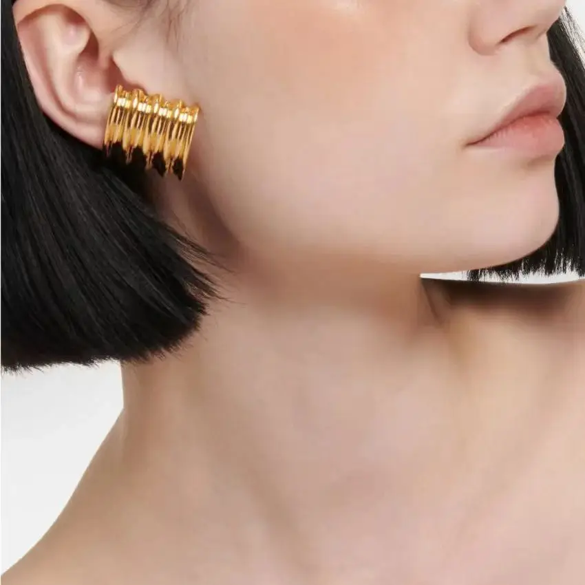 Fashion Europe America Brass Plated 24K Gold Silver Geometric Earrings Women Top Quality Jewelry Trend