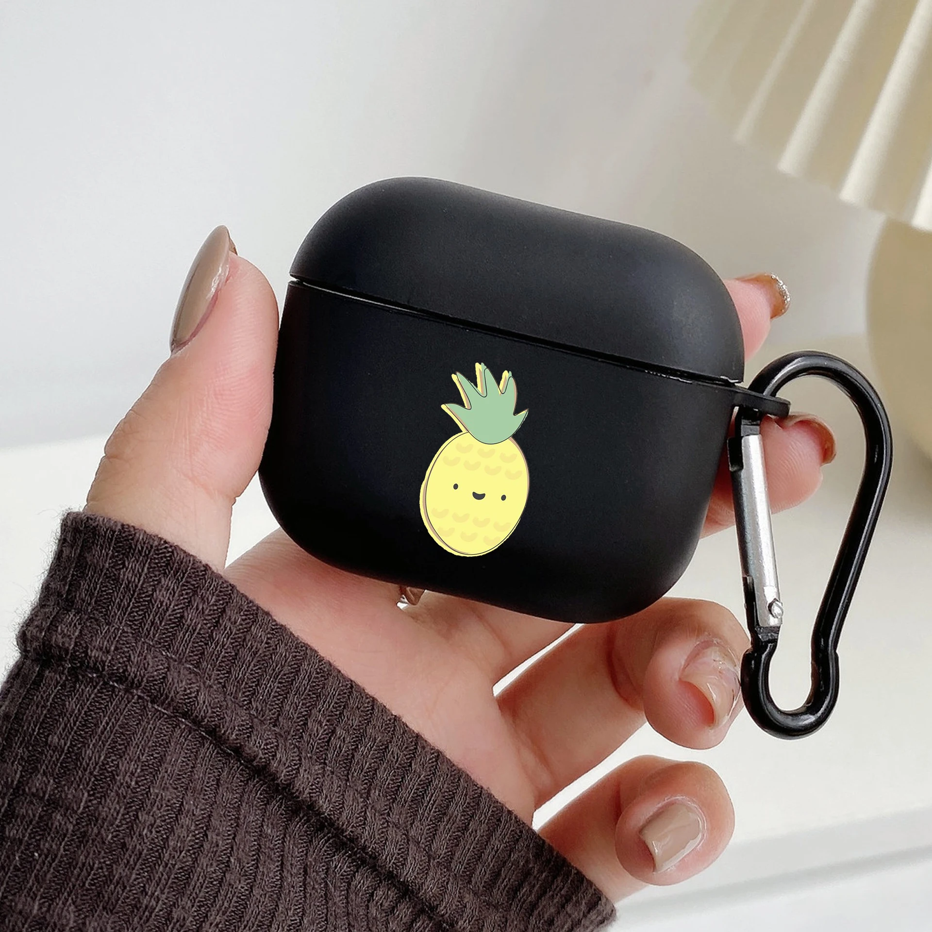 Kawaii Cute Cartoons Panda Flower Earphone Case For Airpods 4 3 2 1 Pro3 Pro2 Shockproof With Keychain For Airpods 4 Black Cover