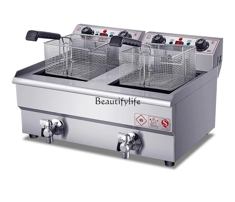 

Electric fryer commercial gas large single cylinder fritters fried chicken fries snack fryer stall