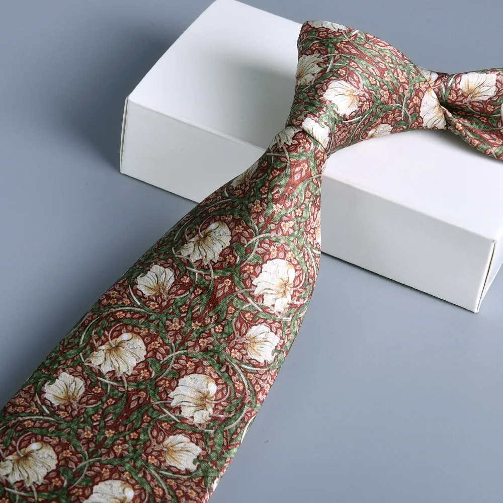 Vintage Seide Krawatten Herrenmode 8cm Blume Blumen Krawatte für Männer Hochzeit Business Meeting Gravata Soft Printing Krawatte wed Geschenke – Detail 5