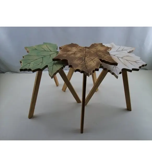 Leaf Shaped Natural Wood Tumbled Style Zigon Coffee Table TakımıMonte Coffee Table Roman Zigon Coffee Table-White/Cappuccino/Coffee Türkiye'den