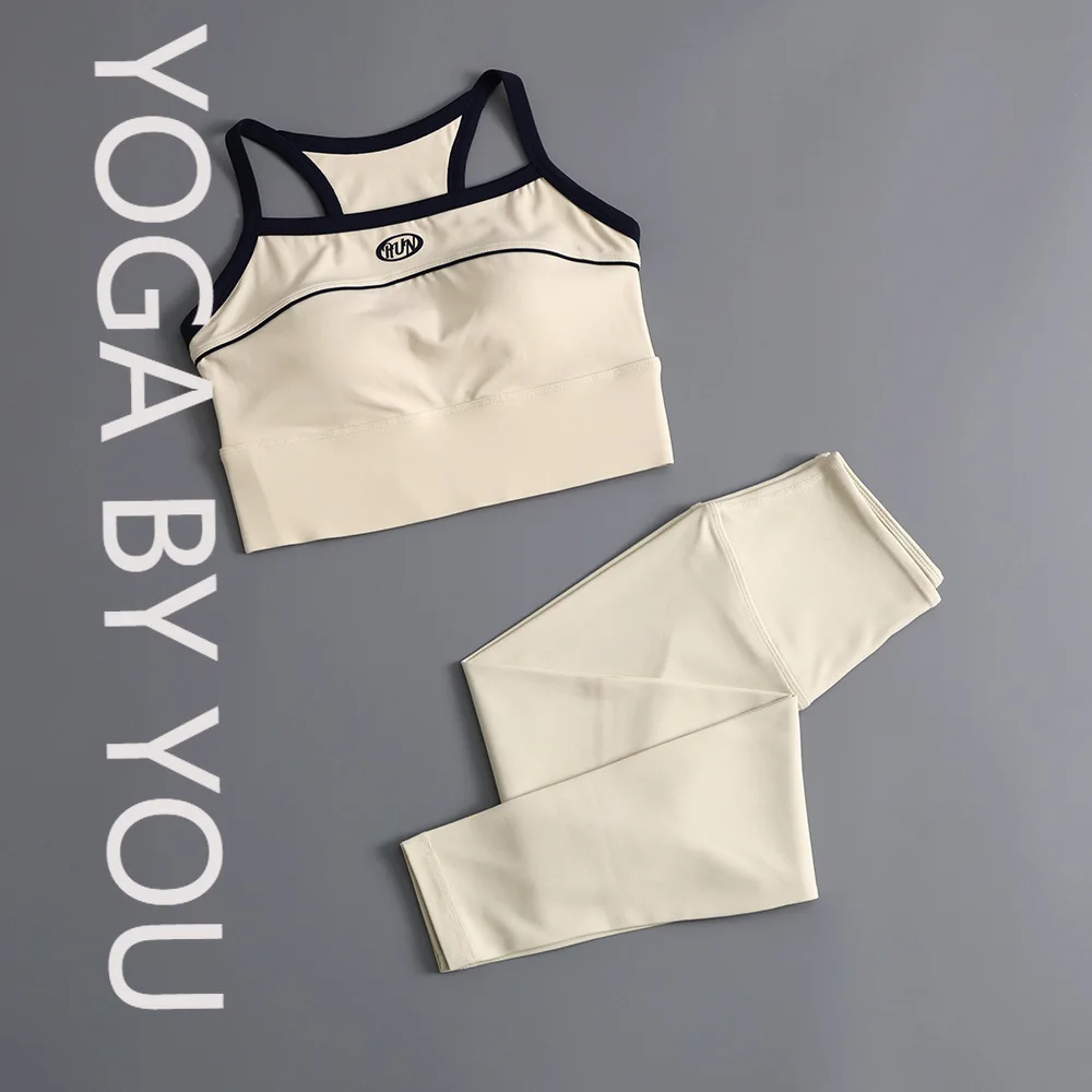 

Костюм для фитнеса, женский летний модный бюстгальтер для бега, красивый жилет, одежда для йоги, тренировочный спортивный комплект из двух предметов, новинка 2023 года