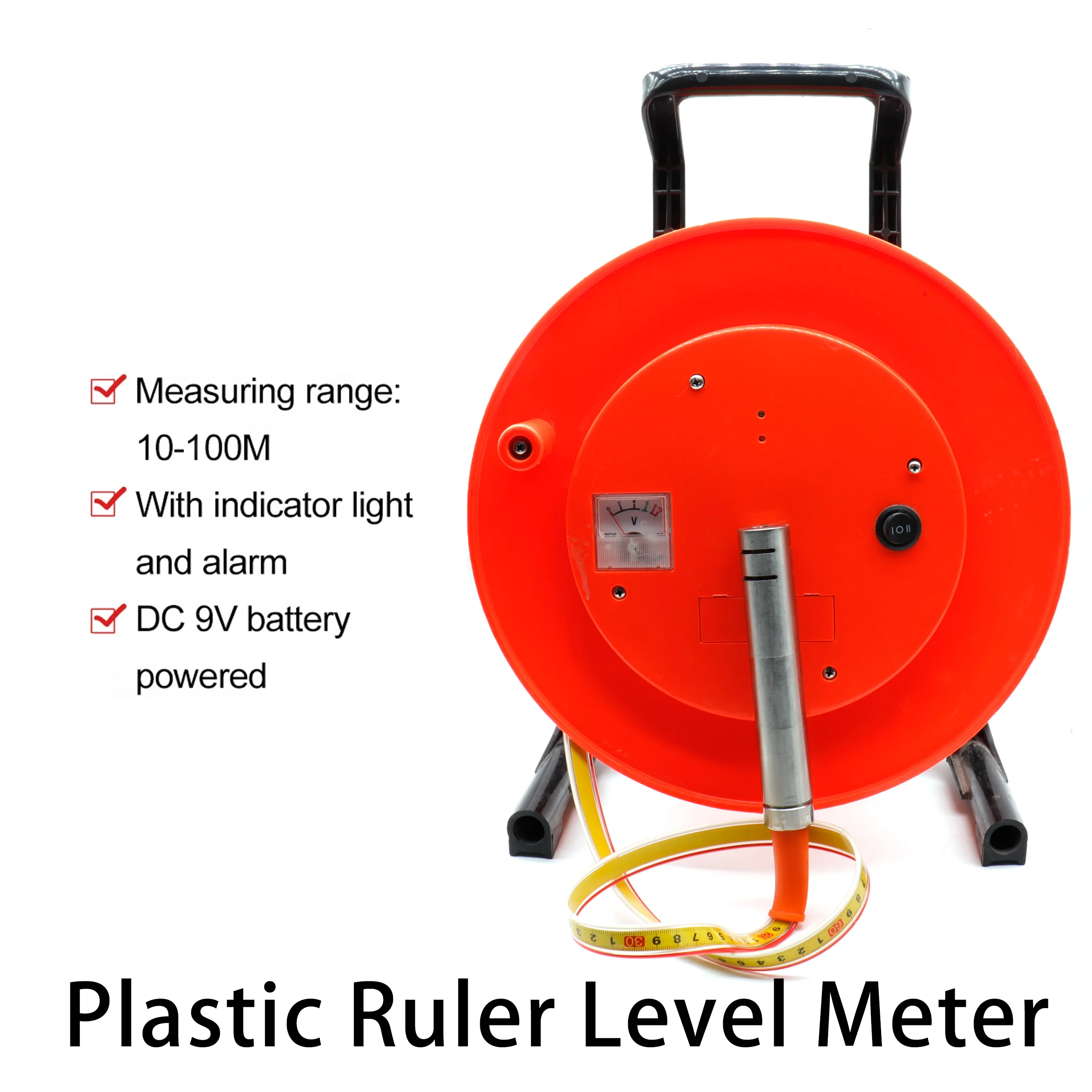 water detector Battery-powered 10-200m Deep Well Water Level Meter 15mm Probe Groundwater Well Depth Sensor