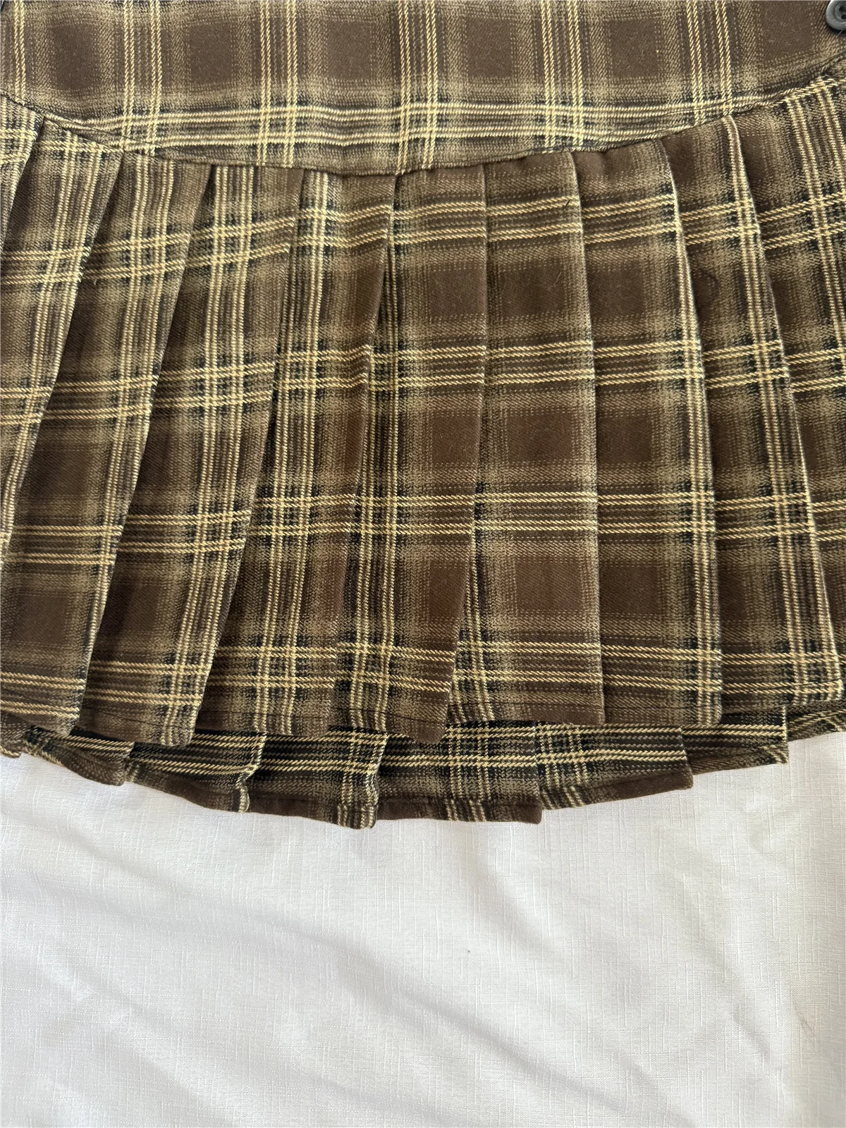 Summer Mini skirts fort woman vintage korean fashion plaid skirts for women y2k skirts pleated plaid skirts preppy style brown