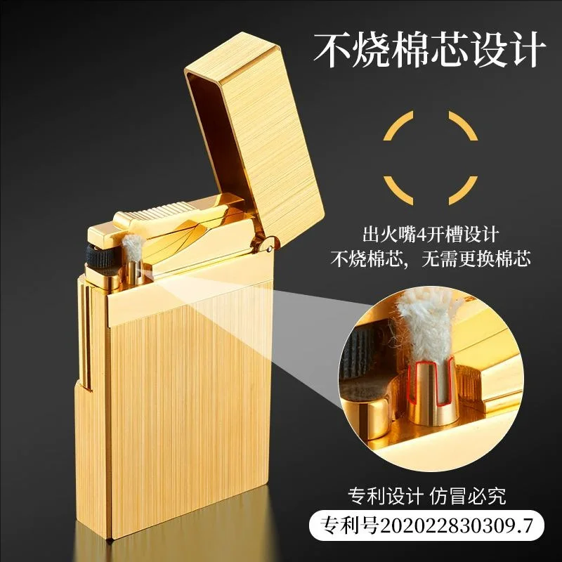 2026 Good Luck R10 Kerosiene Lighter with Loud Steel Tone and Crisp Side-sliding Ignition Brass Retro Old-fashioned Gift