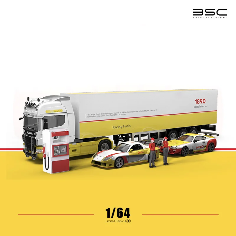 BSC 1:64 RX7 Veilside / Supra A80 / Tractors with Containers Yellow White limited499 Diecast Model Car