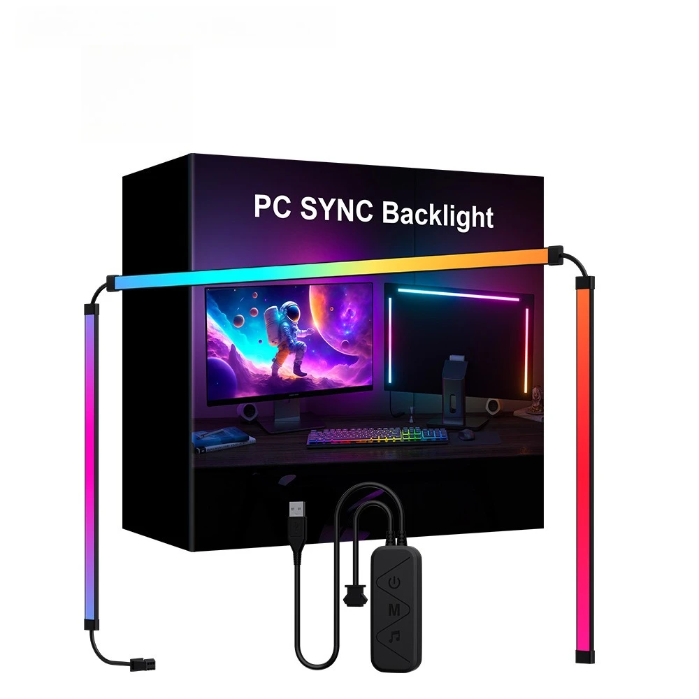 Lampada per schermo del computer Lampada a LED RGB per atmosfera di gioco per PC Illuminazione a LED Luci per schermo fantasma sincrono Lampada a nastro con interruttore USB
