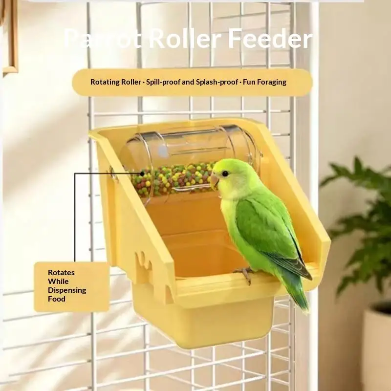 Automatic Roller Separation Bird Food Water Feeder Hanging Design For Quail Parrot Bird Cage Pet Accessories
