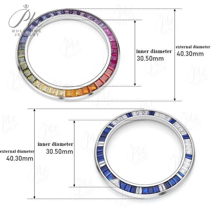 Watch Bezels 40.30mm Blue Color Stainless Steel Top Moissanite Spinel Refit Beads Diamond Luxury Jewelry Men Party Accessories