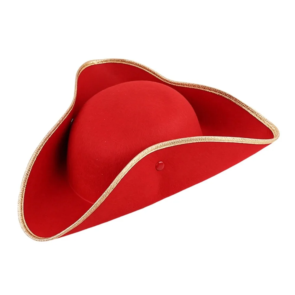 Solid Color Cosplay Pirate Hat Jack Hat Stage Performance Feathers Top Hat Dress Up Party Hat Western Cowboy Hat Halloween