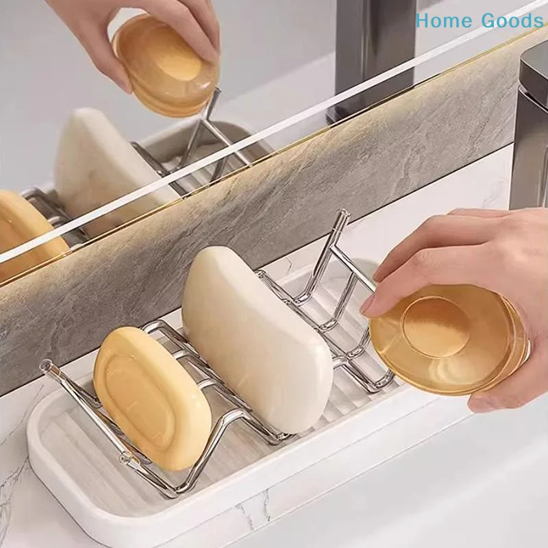 2Pcs Set Wave-Shaped Stainless Steel Soap Holder Multi-Purpose Bathroom Soap Drain Rack Creative Simple Household Accessory