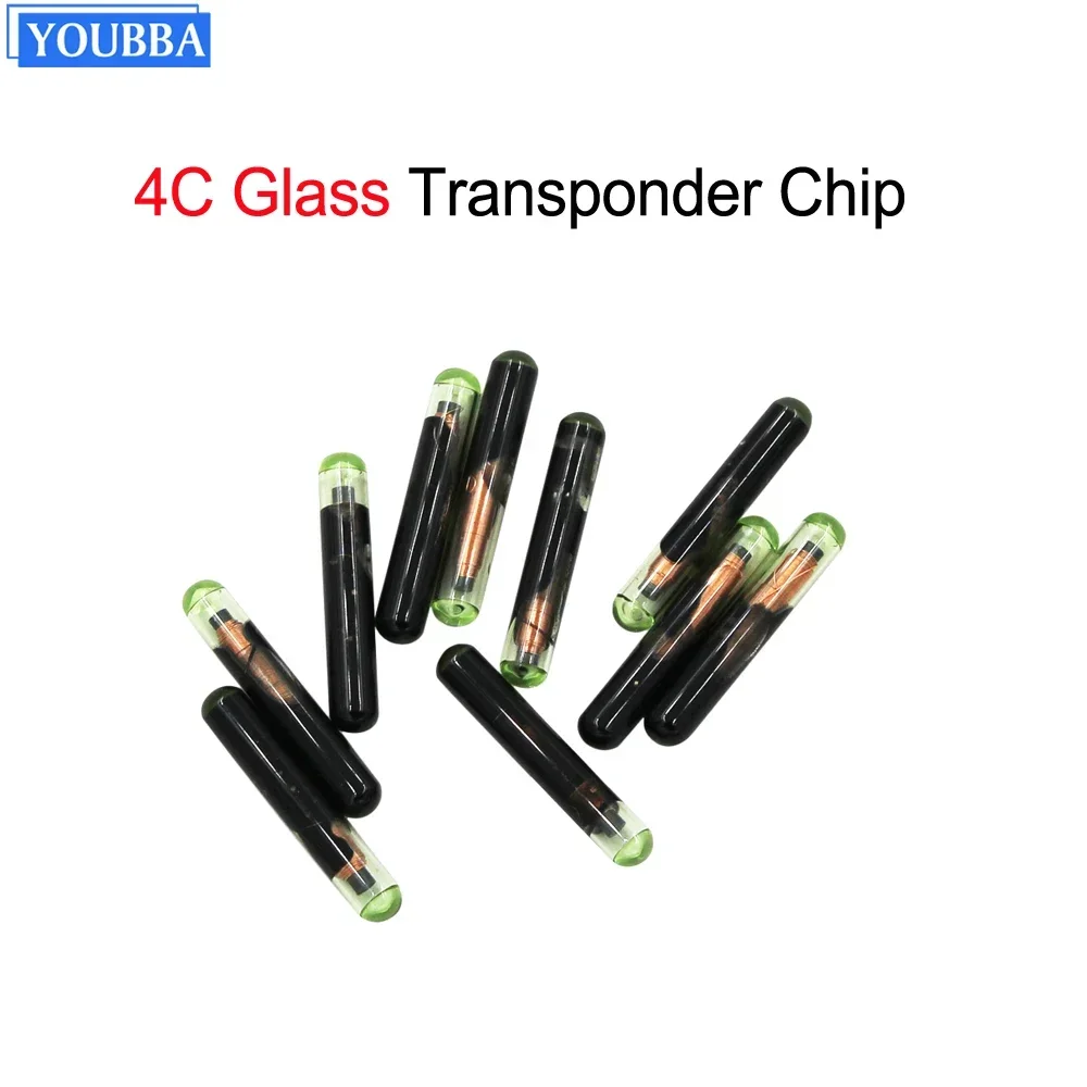 YOUBBA-CHIP ID4C de 5/10 piezas, transpondedor de cristal grande en blanco para llave de coche