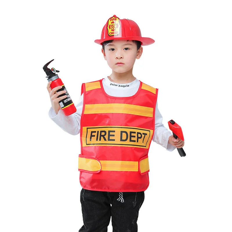 Fireman Sam Cosplay Carnival Halloween Costume for Kids Boy Girl Party Work Wear Uniform Accessories Christmas Firefighter